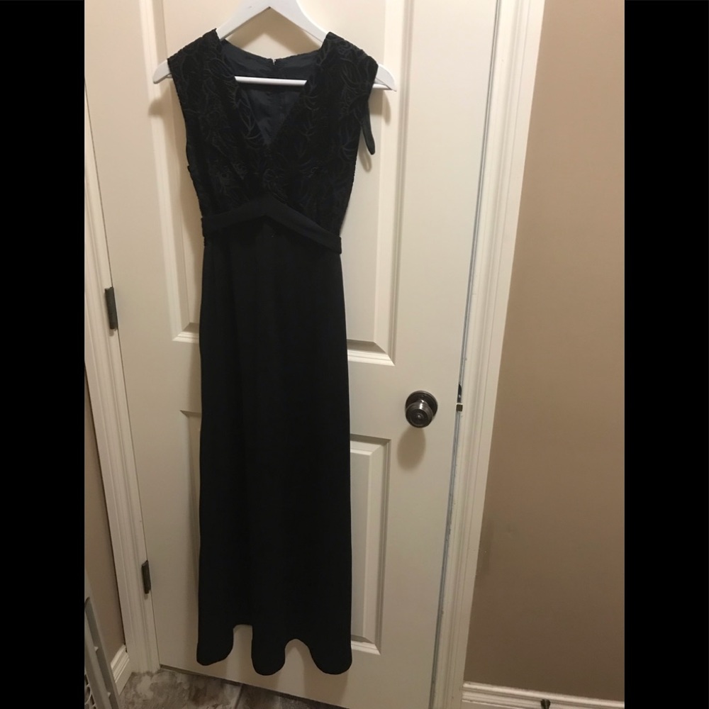 Velvet black evening dress gown sexy yet modest and classy, lovely high quality